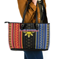 Philippines Filipinos Leather Tote Bag Igorot Tribal Inspiration Pattern Style LT05 - Polynesian Pride