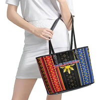 Philippines Filipinos Leather Tote Bag Igorot Tribal Inspiration Pattern Style LT05 - Polynesian Pride