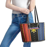 Philippines Filipinos Leather Tote Bag Igorot Tribal Inspiration Pattern Style LT05 - Polynesian Pride