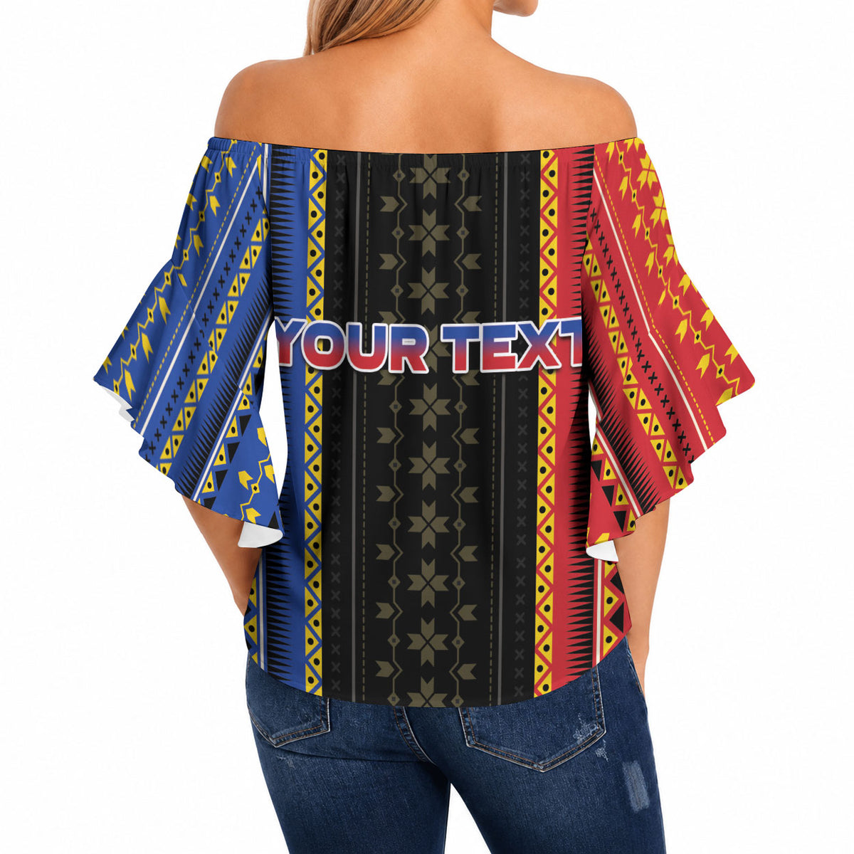 Personalised Philippines Filipinos Off Shoulder Wrap Waist Top Igorot Tribal Inspiration Pattern Style LT05 - Polynesian Pride