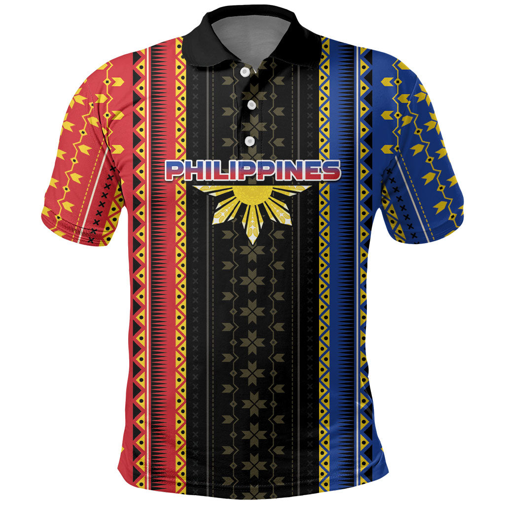 Personalised Philippines Filipinos Polo Shirt Igorot Tribal Inspiration Pattern Style LT05 Black - Polynesian Pride