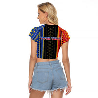 Personalised Philippines Filipinos Raglan Cropped T Shirt Igorot Tribal Inspiration Pattern Style LT05 - Polynesian Pride