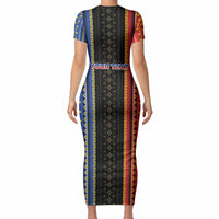 Personalised Philippines Filipinos Short Sleeve Bodycon Dress Igorot Tribal Inspiration Pattern Style LT05 - Polynesian Pride