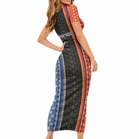 Personalised Philippines Filipinos Short Sleeve Bodycon Dress Igorot Tribal Inspiration Pattern Style LT05 - Polynesian Pride