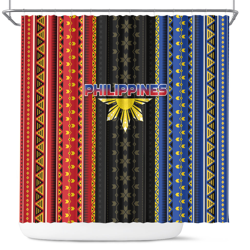 Philippines Filipinos Shower Curtain Igorot Tribal Inspiration Pattern Style LT05 Black - Polynesian Pride