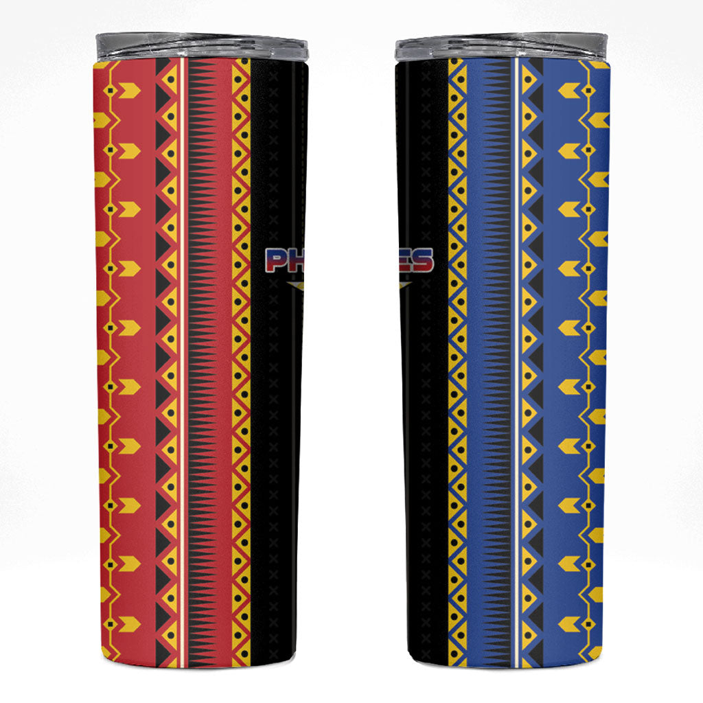 Philippines Filipinos Skinny Tumbler Igorot Tribal Inspiration Pattern Style LT05 Black - Polynesian Pride