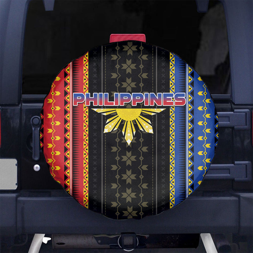 Philippines Filipinos Spare Tire Cover Igorot Tribal Inspiration Pattern Style LT05 No hole Black - Polynesian Pride