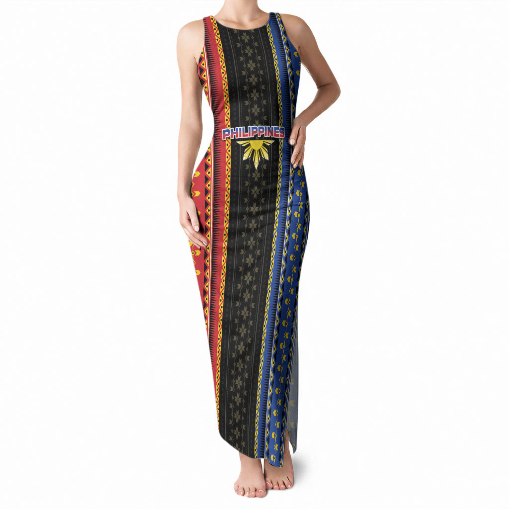 Personalised Philippines Filipinos Tank Maxi Dress Igorot Tribal Inspiration Pattern Style LT05 Women Black - Polynesian Pride