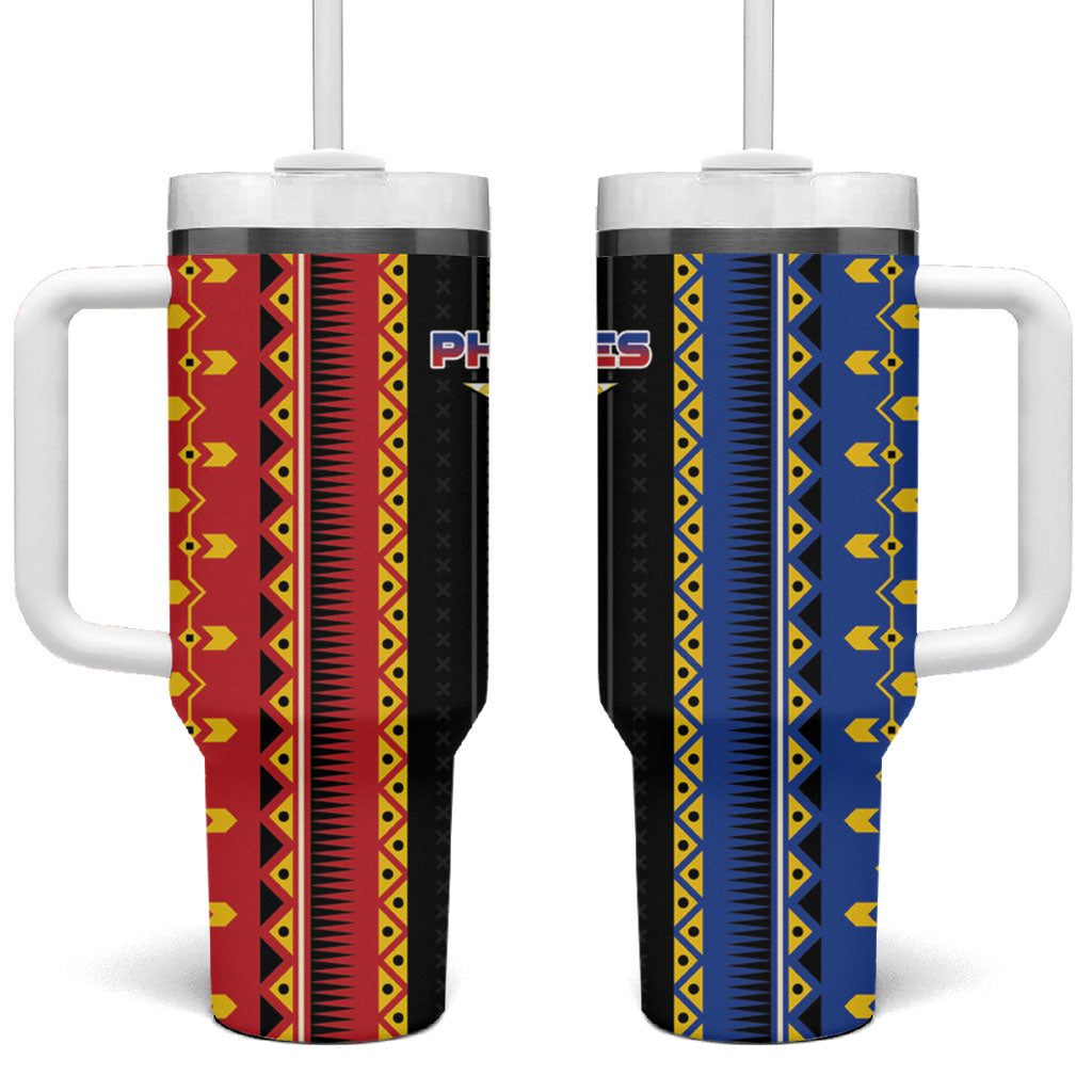 Philippines Filipinos Tumbler With Handle Igorot Tribal Inspiration Pattern Style LT05 One Size: 40 oz Black - Polynesian Pride