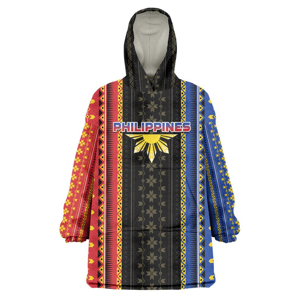 Personalised Philippines Filipinos Wearable Blanket Hoodie Igorot Tribal Inspiration Pattern Style LT05 One Size Black - Polynesian Pride