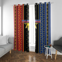 Philippines Filipinos Window Curtain Igorot Tribal Inspiration Pattern Style LT05 With Grommets Black - Polynesian Pride