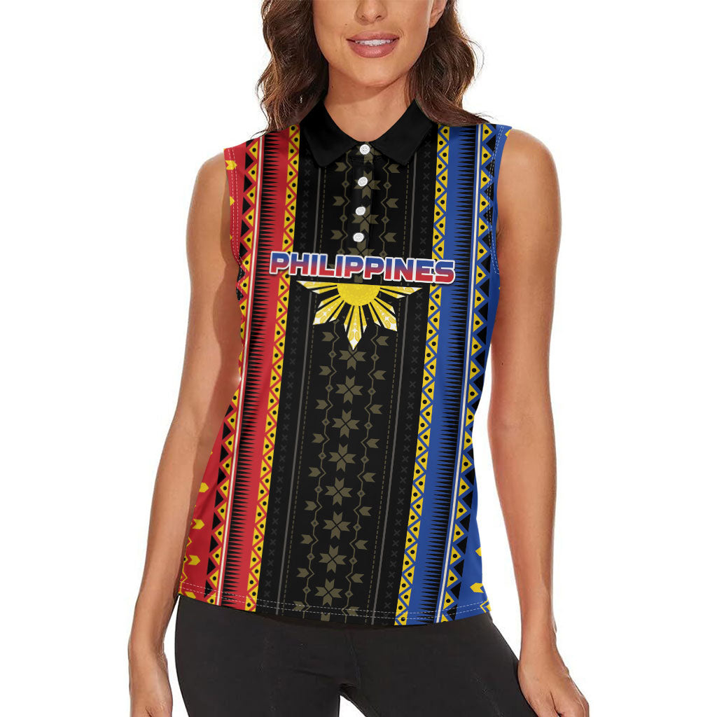 Personalised Philippines Filipinos Women Sleeveless Polo Shirt Igorot Tribal Inspiration Pattern Style LT05 - Polynesian Pride