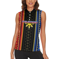 Personalised Philippines Filipinos Women Sleeveless Polo Shirt Igorot Tribal Inspiration Pattern Style LT05 - Polynesian Pride