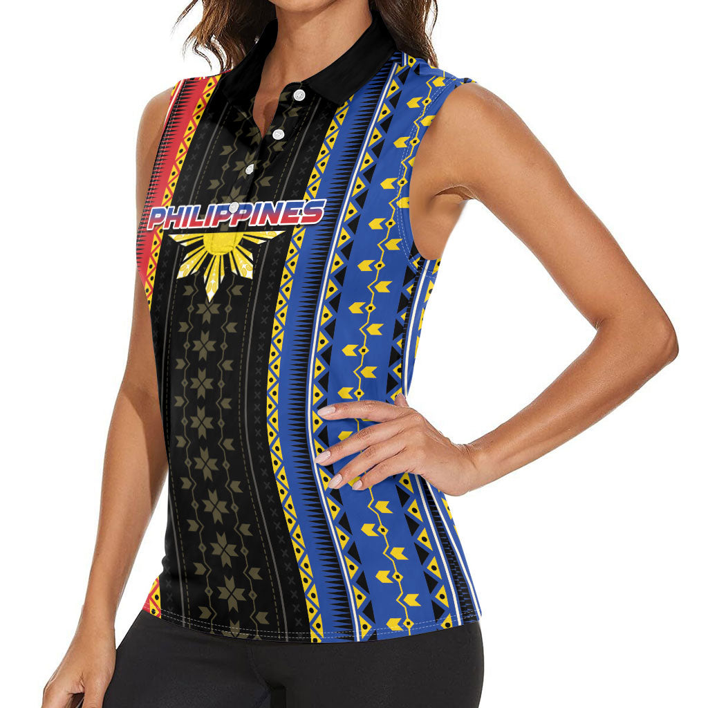 Personalised Philippines Filipinos Women Sleeveless Polo Shirt Igorot Tribal Inspiration Pattern Style LT05 - Polynesian Pride