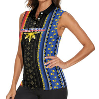 Personalised Philippines Filipinos Women Sleeveless Polo Shirt Igorot Tribal Inspiration Pattern Style LT05 - Polynesian Pride