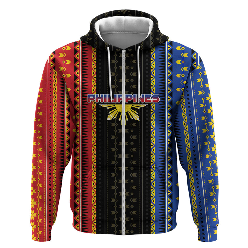 Personalised Philippines Filipinos Zip Hoodie Igorot Tribal Inspiration Pattern Style LT05 Zip Hoodie Black - Polynesian Pride