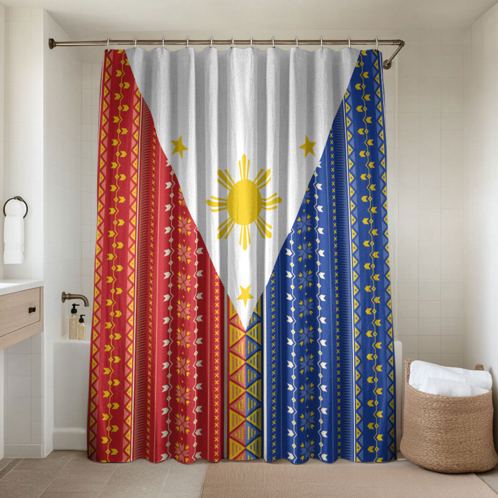 Philippines Sun Bathroom Set Igorot Tribal Inspiration LT05 Shower Curtain Only Colorful - Polynesian Pride