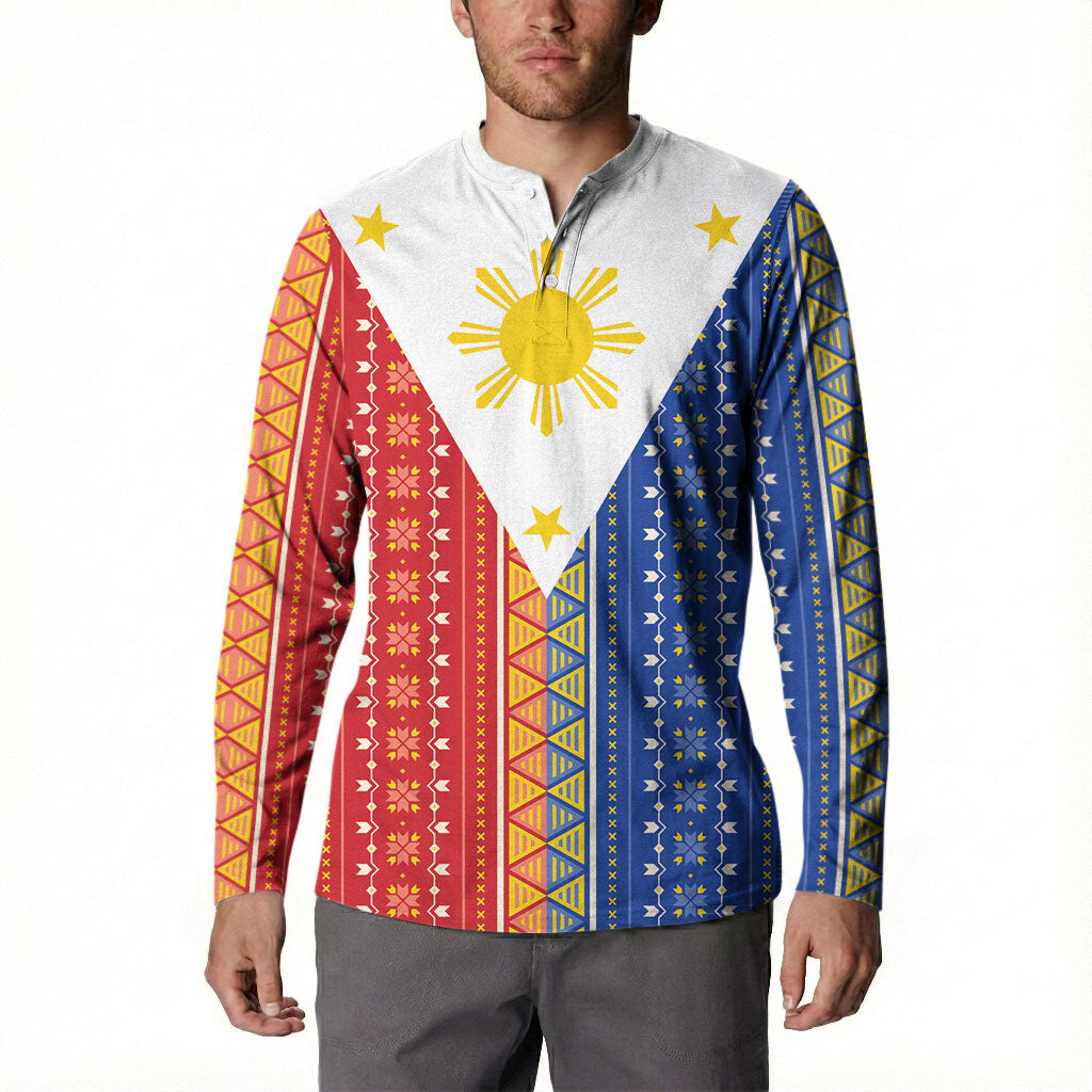 Philippines Sun Button Sweatshirt Igorot Tribal Inspiration LT05 - Polynesian Pride