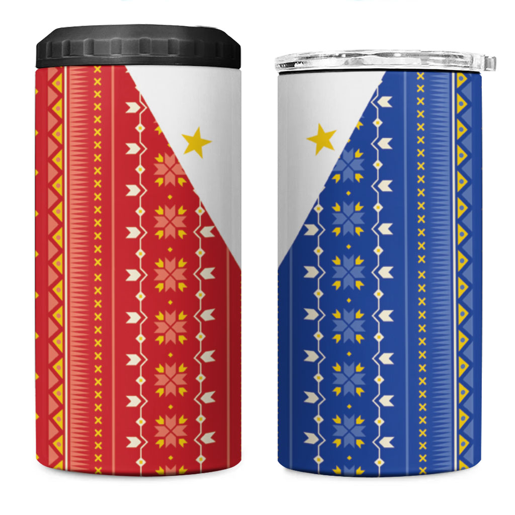 Philippines Sun 4 in 1 Can Cooler Tumbler Igorot Tribal Inspiration LT05 One Size: 16 oz Colorful - Polynesian Pride