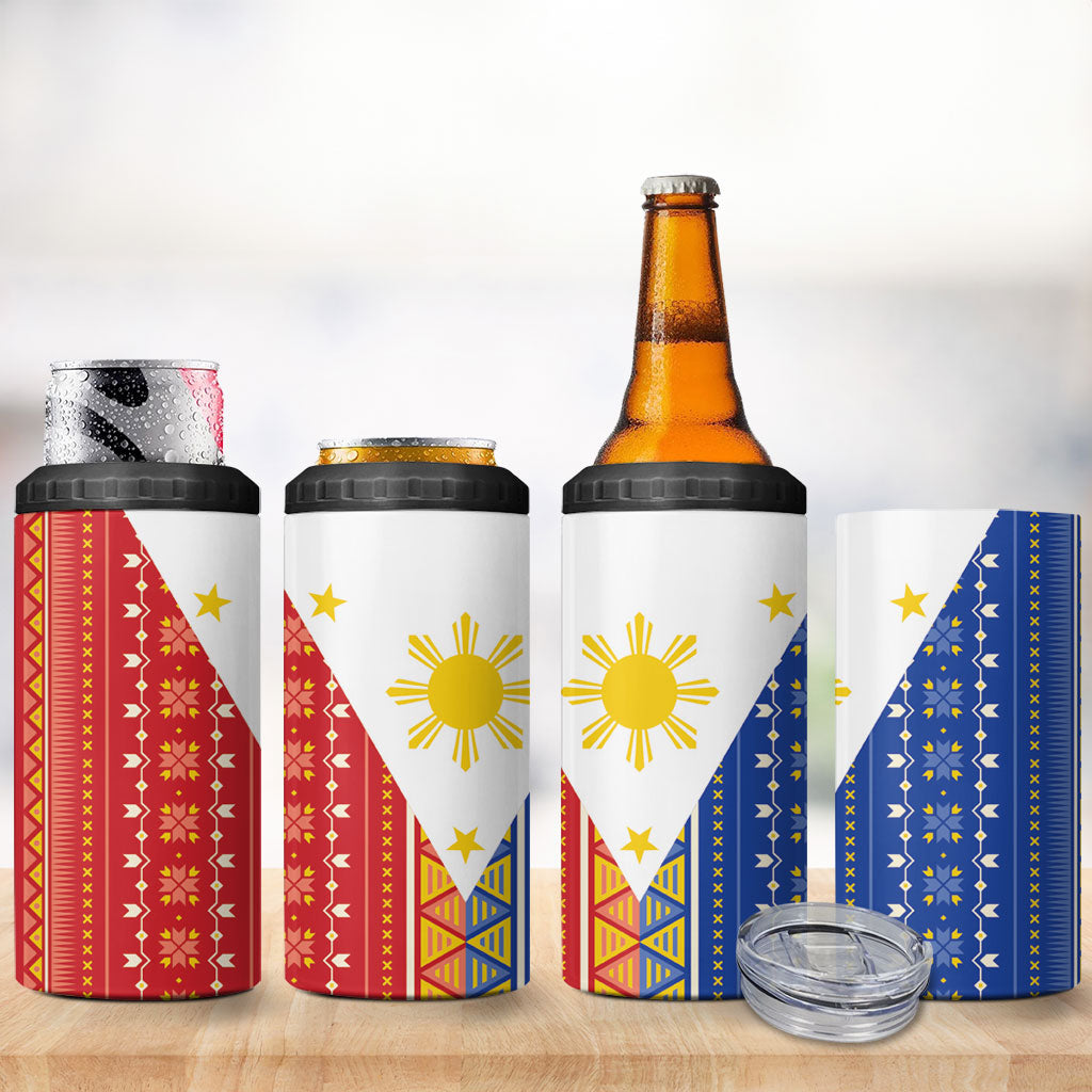 Philippines Sun 4 in 1 Can Cooler Tumbler Igorot Tribal Inspiration LT05 - Polynesian Pride