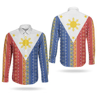 Philippines Sun Couples Matching Long Sleeve Bodycon Dress and Long Sleeve Button Shirt Igorot Tribal Inspiration LT05 - Polynesian Pride