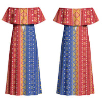 Philippines Sun Couples Matching Off Shoulder Maxi Dress and Hawaiian Shirt Igorot Tribal Inspiration LT05 - Polynesian Pride