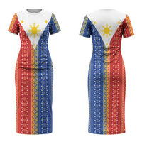 Philippines Sun Couples Matching Short Sleeve Bodycon Dress and Long Sleeve Button Shirt Igorot Tribal Inspiration LT05 - Polynesian Pride