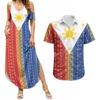 Philippines Sun Couples Matching Summer Maxi Dress and Hawaiian Shirt Igorot Tribal Inspiration LT05 Colorful - Polynesian Pride