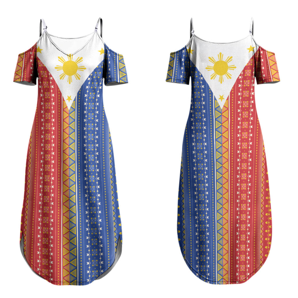 Philippines Sun Couples Matching Summer Maxi Dress and Hawaiian Shirt Igorot Tribal Inspiration LT05 - Polynesian Pride