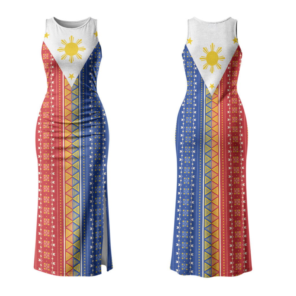 Philippines Sun Couples Matching Tank Maxi Dress and Hawaiian Shirt Igorot Tribal Inspiration LT05 - Polynesian Pride