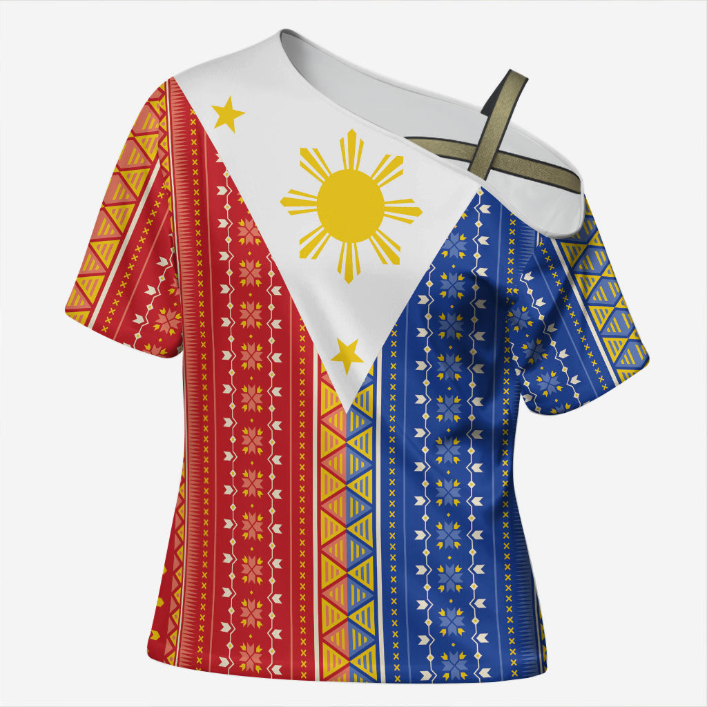 Philippines Sun Cross Shoulder Shirt Igorot Tribal Inspiration LT05 Female Colorful - Polynesian Pride