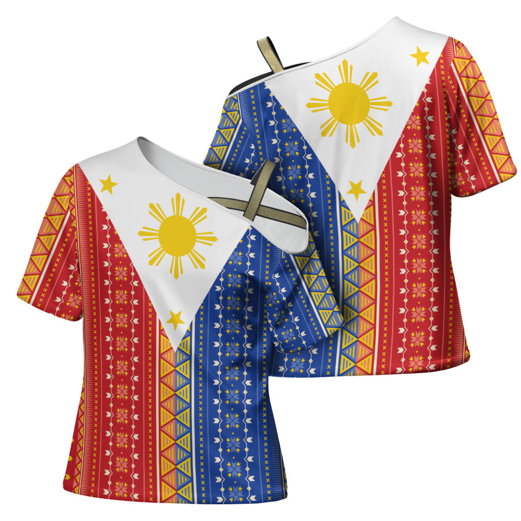 Philippines Sun Cross Shoulder Shirt Igorot Tribal Inspiration LT05 - Polynesian Pride