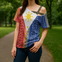 Philippines Sun Cross Shoulder Shirt Igorot Tribal Inspiration LT05 - Polynesian Pride