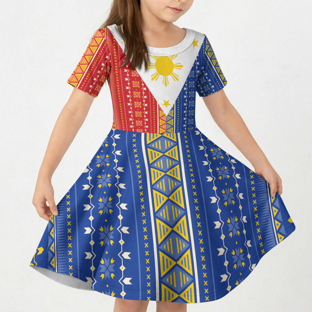 Philippines Sun Kid Short Sleeve Dress Igorot Tribal Inspiration LT05 KID Colorful - Polynesian Pride