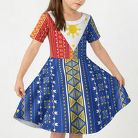Philippines Sun Kid Short Sleeve Dress Igorot Tribal Inspiration LT05 KID Colorful - Polynesian Pride
