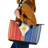 Philippines Sun Leather Tote Bag Igorot Tribal Inspiration LT05 Colorful - Polynesian Pride