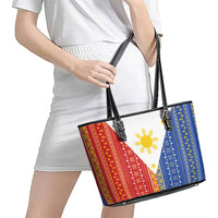 Philippines Sun Leather Tote Bag Igorot Tribal Inspiration LT05 - Polynesian Pride