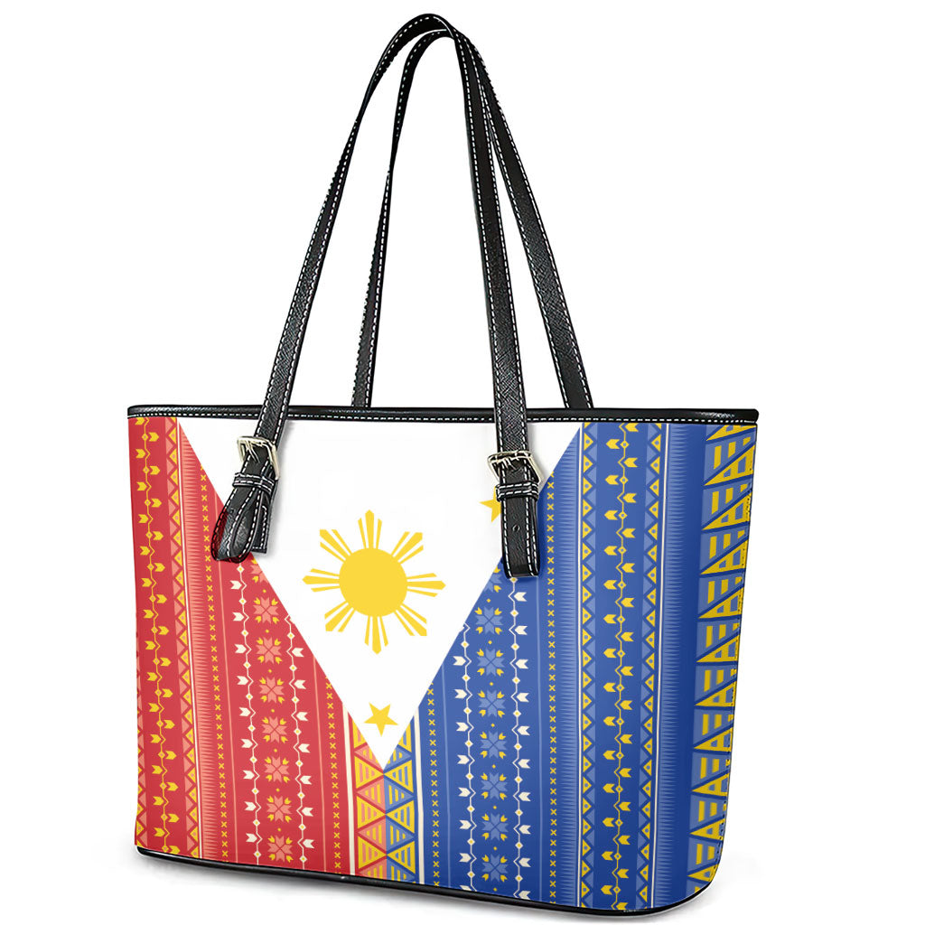 Philippines Sun Leather Tote Bag Igorot Tribal Inspiration LT05 - Polynesian Pride