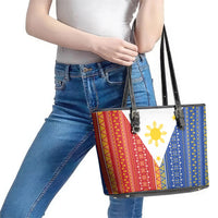 Philippines Sun Leather Tote Bag Igorot Tribal Inspiration LT05 - Polynesian Pride
