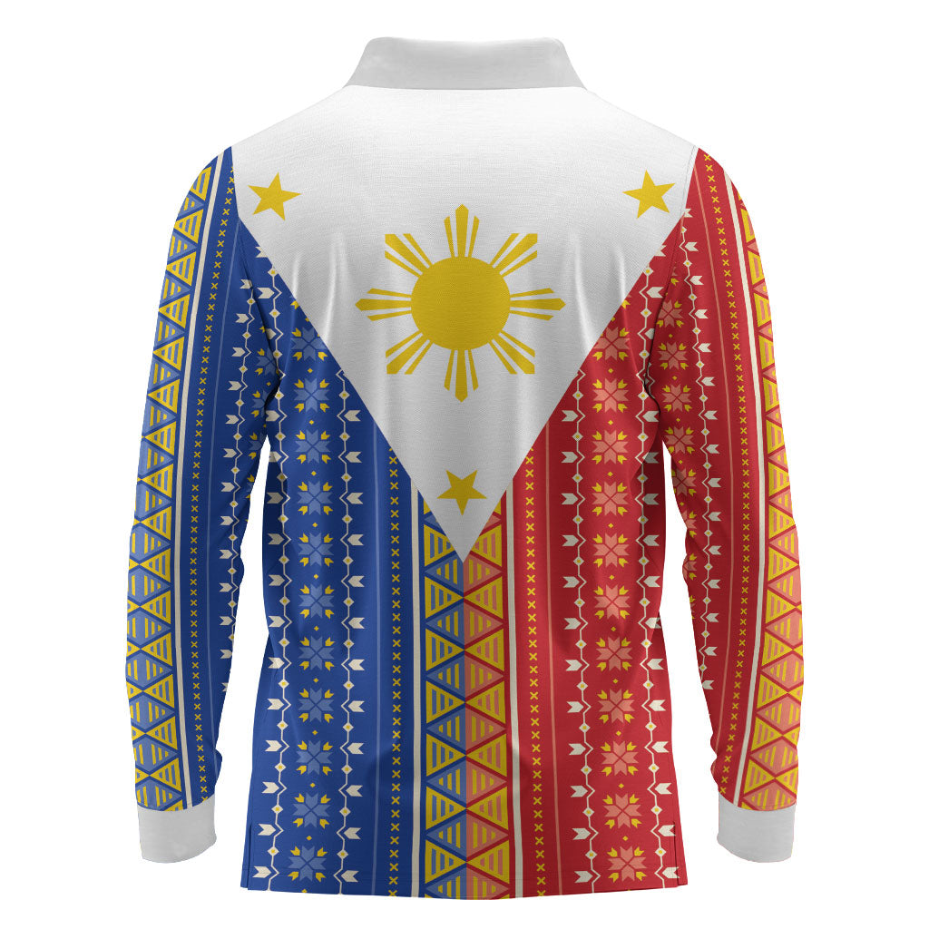 Philippines Sun Long Sleeve Polo Shirt Igorot Tribal Inspiration LT05 - Polynesian Pride