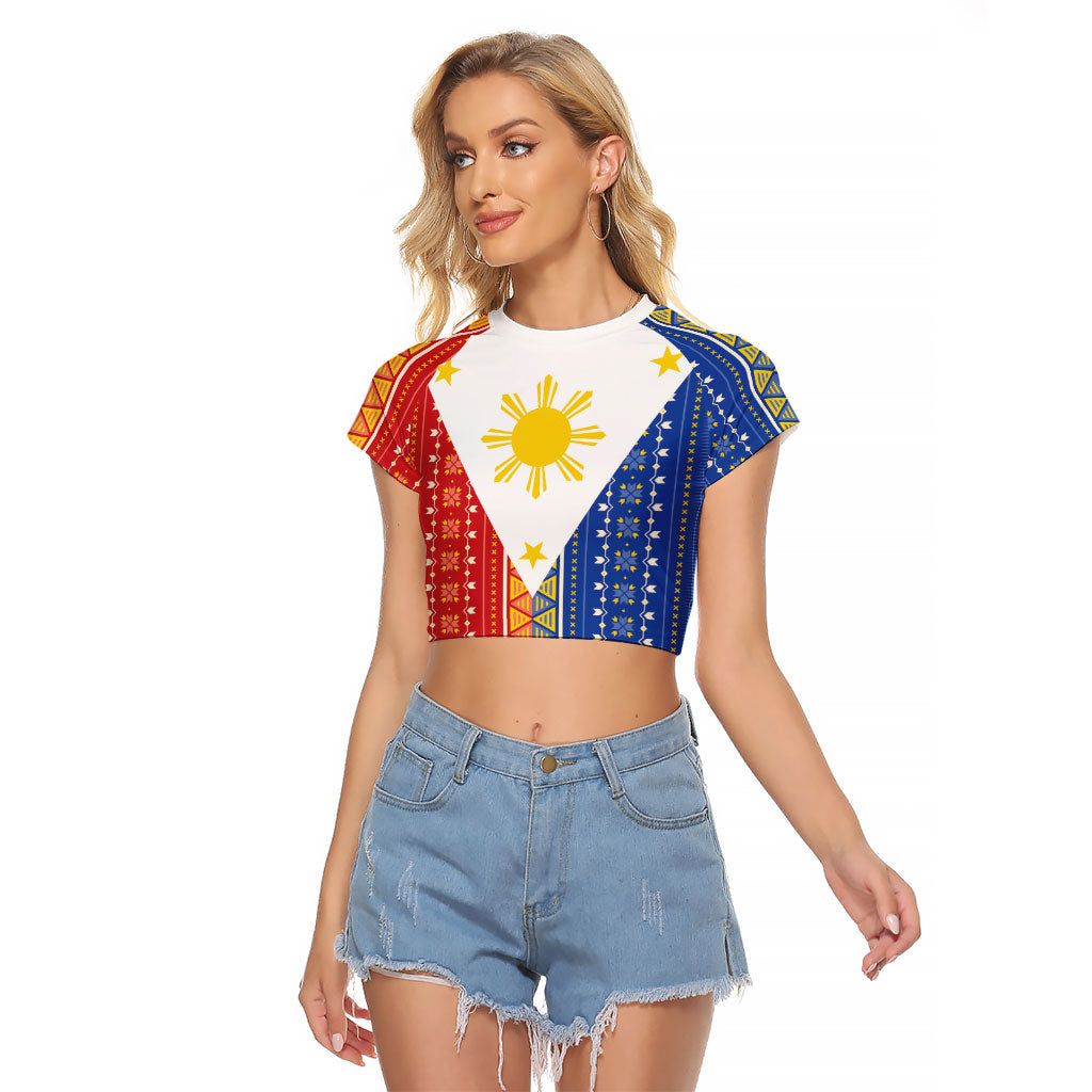 Philippines Sun Raglan Cropped T Shirt Igorot Tribal Inspiration LT05 Female Colorful - Polynesian Pride