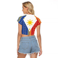 Philippines Sun Raglan Cropped T Shirt Igorot Tribal Inspiration LT05 - Polynesian Pride