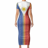 Philippines Sun Short Sleeve Bodycon Dress Igorot Tribal Inspiration LT05 - Polynesian Pride