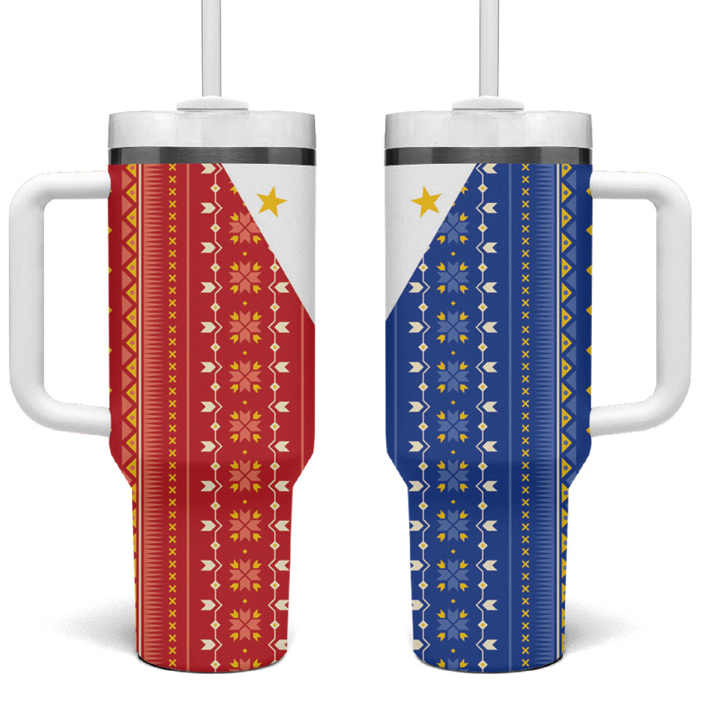 Philippines Sun Tumbler With Handle Igorot Tribal Inspiration LT05 One Size: 40 oz Colorful - Polynesian Pride