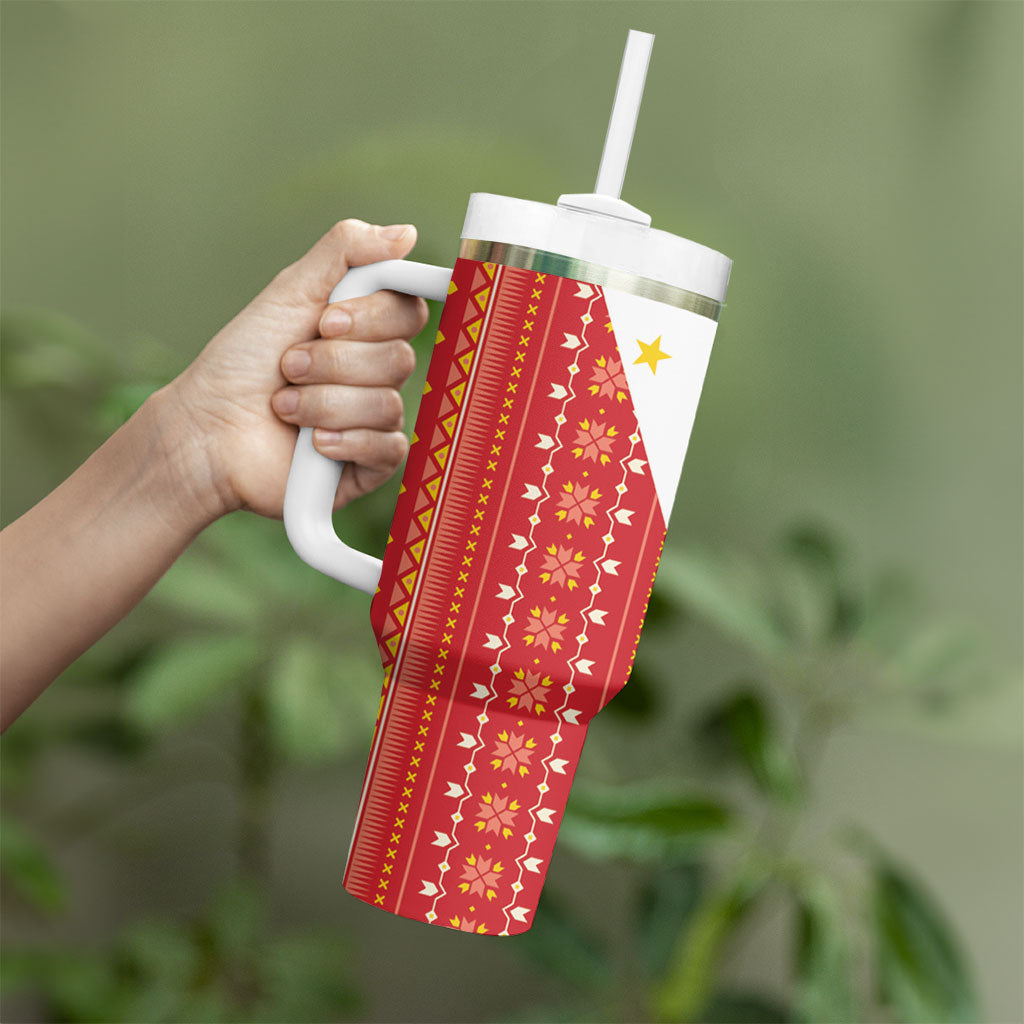 Philippines Sun Tumbler With Handle Igorot Tribal Inspiration LT05 - Polynesian Pride
