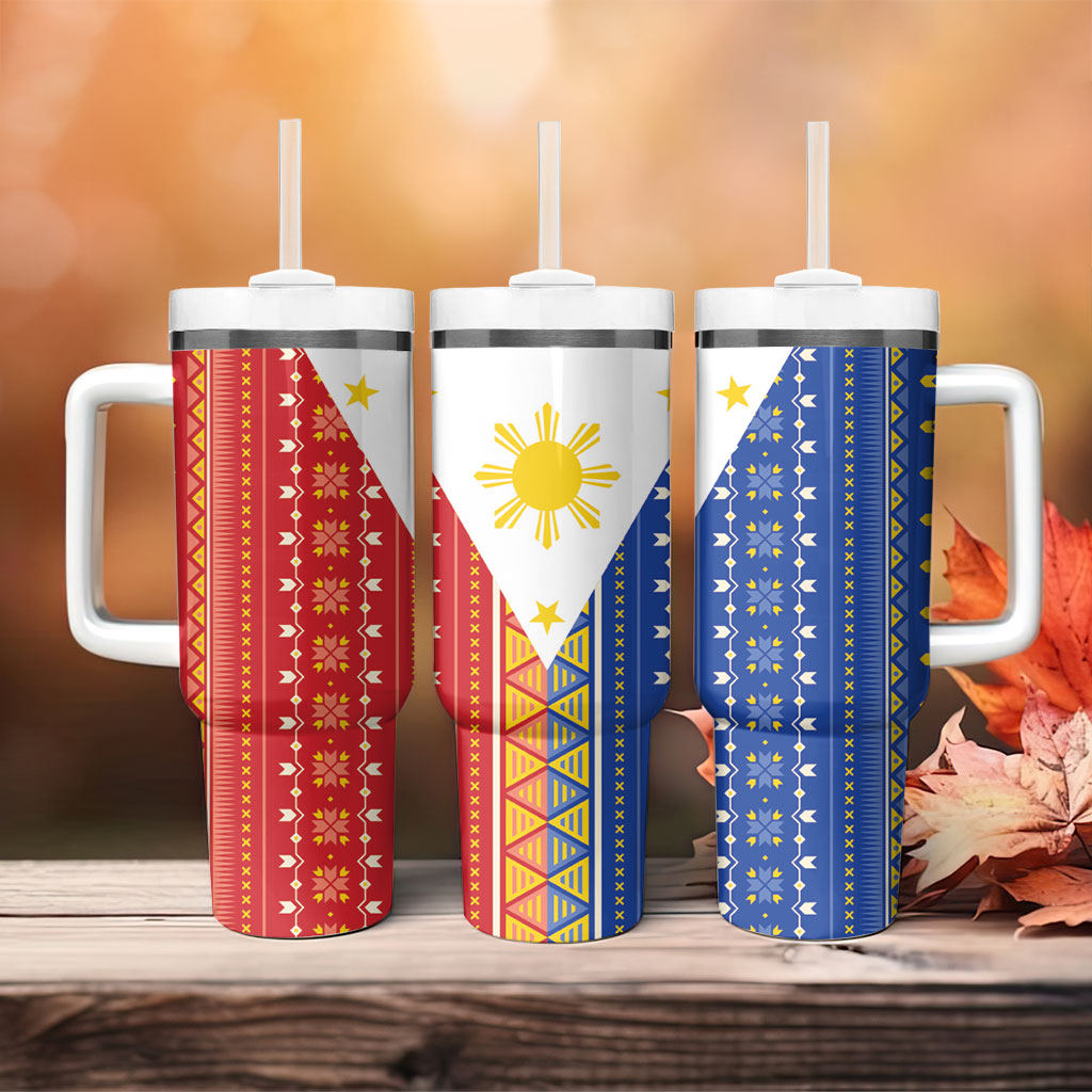 Philippines Sun Tumbler With Handle Igorot Tribal Inspiration LT05 - Polynesian Pride