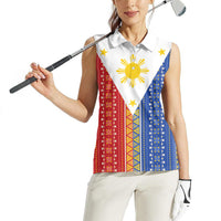 Philippines Sun Women Sleeveless Polo Shirt Igorot Tribal Inspiration LT05 - Polynesian Pride