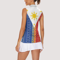 Philippines Sun Women Sleeveless Polo Shirt Igorot Tribal Inspiration LT05 - Polynesian Pride