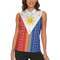 Philippines Sun Women Sleeveless Polo Shirt Igorot Tribal Inspiration LT05 - Polynesian Pride