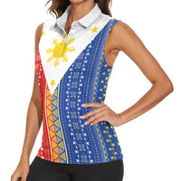 Philippines Sun Women Sleeveless Polo Shirt Igorot Tribal Inspiration LT05 - Polynesian Pride